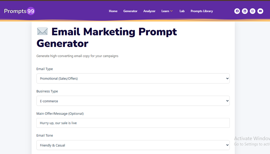 Prompt generator in action